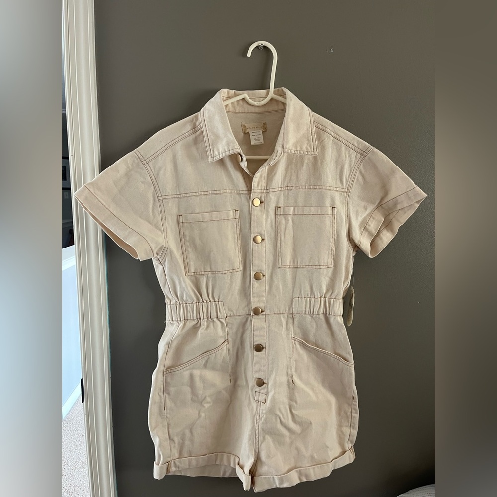 Altar’d State: crème denim jumpsuit